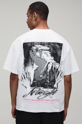 Afterlight Skull Print Oversized Kurzarm-T-Shirt