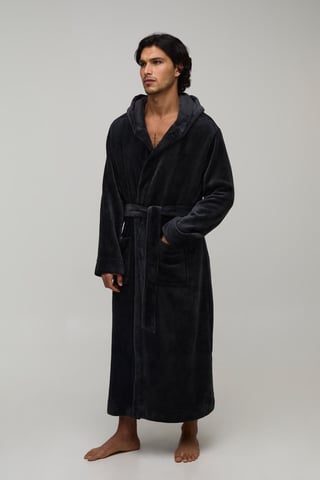 boohooMAN Longline Kapuzen-Bademantel