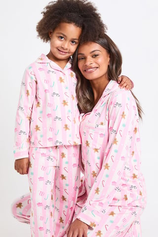 Boohoo Kinder-Pyjama-Set für die ganze Familie mit Lebkuchenmann-Print, superweich, Langarmshirt und Hose
