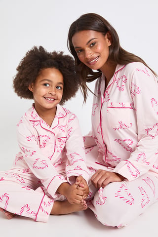 Kinder-Pyjama-Set für die ganze Familie mit Zuckerstangen-Print, superweich, Langarmshirt und Hose