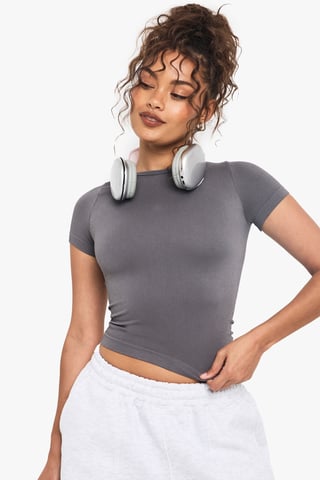 Boohoo Basics Seamless Rib Kurzarmtop