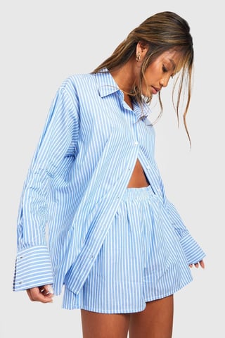 Baumwoll-Pyjama-Shorts mit Nadelstreifen