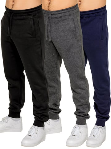 Kruze | 3er-Pack Herren-Fleece-Jogginghosen – BLK/NVY/CHAR