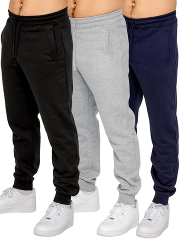 Kruze | 3er-Pack Herren-Fleece-Jogginghosen – BLK/GRY/NVY