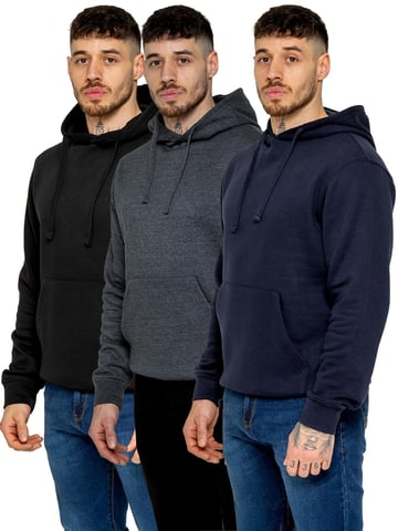 Kruze | 3er-Pack Herren-Fleece-Hoodies – BLK/NVY/CHAR