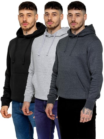 Kruze | 3er-Pack Herren-Fleecehoodies – BLK/GRY/CHAR