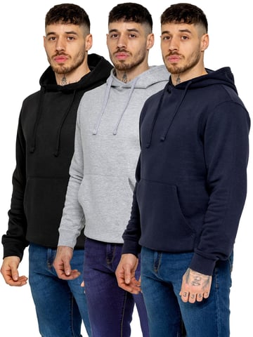 Kruze | 3er-Pack Herren-Fleece-Hoodies – BLK/GRY/NVY