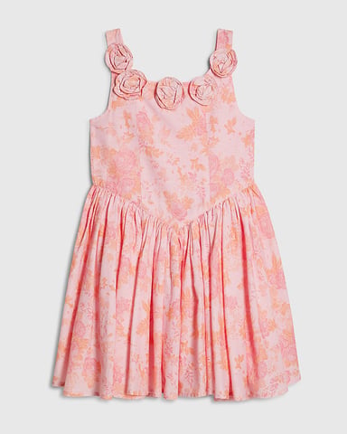 River Island Mädchenkleid Rosa Blumenmuster Baumwolle Premium Carré-Ausschnitt