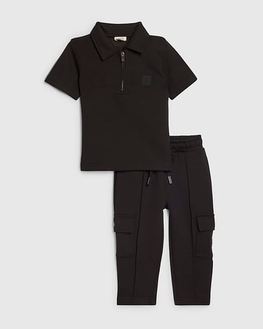 River Island Mini Jungen-Poloshirt- und Shorts-Set Schwarz Luminis 2-teilig
