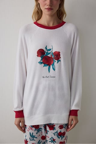Penti Broken Best Season New Year bedrucktes Thermo-Pyjamaoberteil mit Rundhalsausschnitt