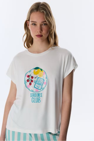 Hailey Food Print Kurzarm-T-Shirt-Pyjamaoberteil