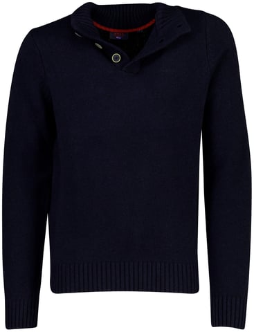 New Zealand dunkelblauer Strickpullover mit Schifferkragen