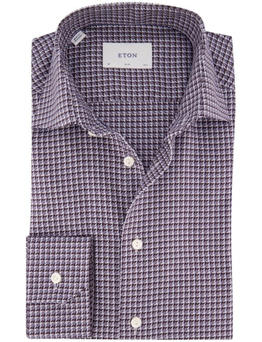Eton Slim Fit blaues knitterarmes Hemd