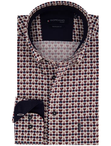 Giordano Bordeauxfarbenes bedrucktes Hemd