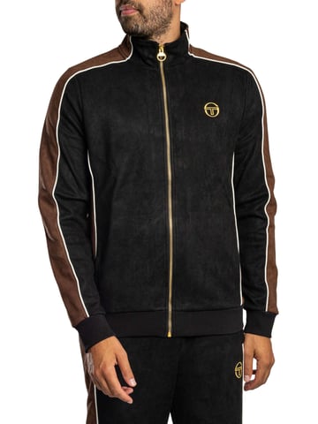Sergio Tacchini Contrasto Wildleder-Trainingsjacke, Schwarz