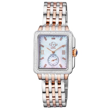 Gv2 Damen Bari Schweizer Quarz Perlmutt Zifferblatt Diamanten Zwei-Ton Rose Gold & Edelstahl Uhr