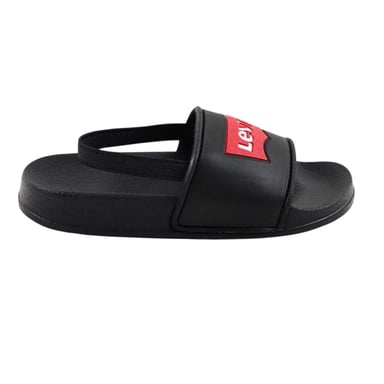 Levis - Fledermausflügel Logo Badesandale für Kinder (Schwarz)