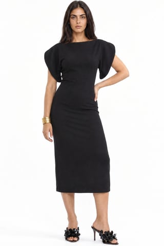 Busem Damen-Midikleid mit Rundhalsausschnitt