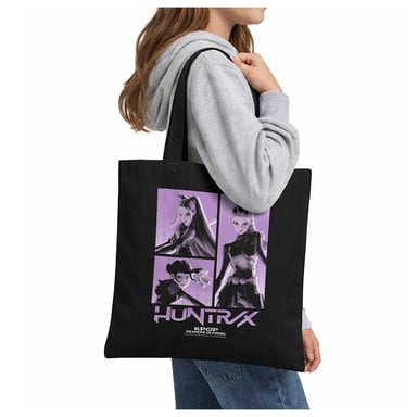 K-Pop Demon Hunters - "Huntrix Band" Tragetasche, Karo, Wiederverwendbar (Schwarz)