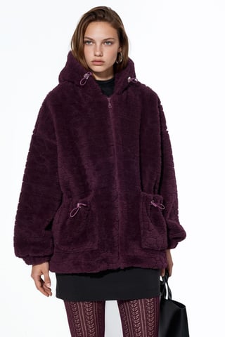 Oversize-Jacke mit Kapuze und Struktur
