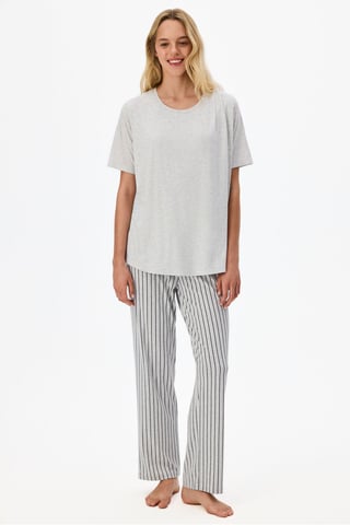 Penti Melange Mama Bequemes gestreiftes Pyjama-Set mit kurzen Ärmeln
