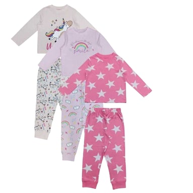 Star - Schlafanzug mit langer Hose für Kinder (3er-Pack) (Schwarz/Pink)