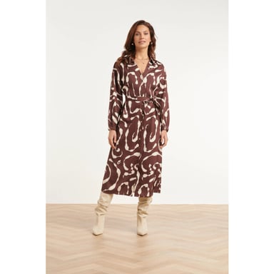 Smashed Lemon Midi-Blusenkleid mit abstraktem Print |