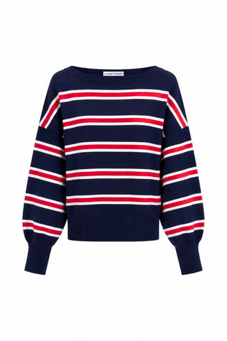 Rippstrickpullover mit U-Boot-Ausschnitt