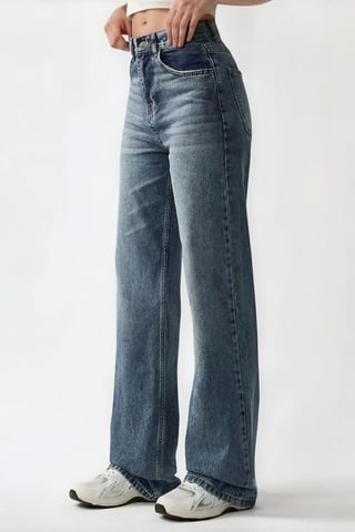 High-Waist-Jeans mit geradem Bein