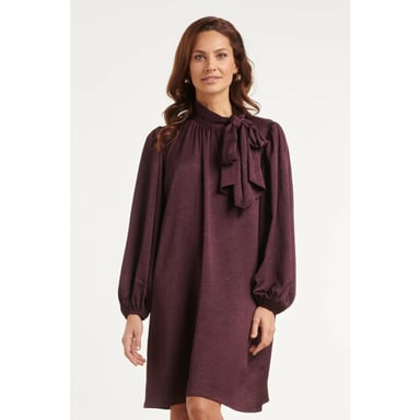 Smashed Lemon Kleid mit Bindekragen und Satinoptik |