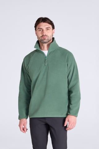 'Stockholm' Herren-Fleecejacke mit halbem Reißverschluss Warmer Kuschelpullover Dunkelgrün