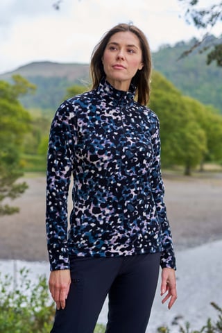 'Camber' Damen Fleecejacke mit Streifen, halber Reißverschluss, warm, kuschelig, Pullover, Lila