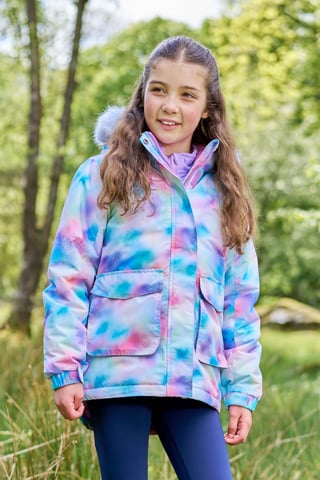'Ranger' bedruckte Parkajacke für Kinder, wasserabweisender warmer kuscheliger Mantel, Altrosa