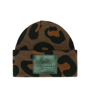 Kurt Geiger London Leopard Cuff Beanie-Mütze