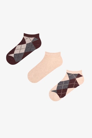 Glänzende karierte Baumwollsocken mit Rautenmuster, 2er-Pack, knöchellang