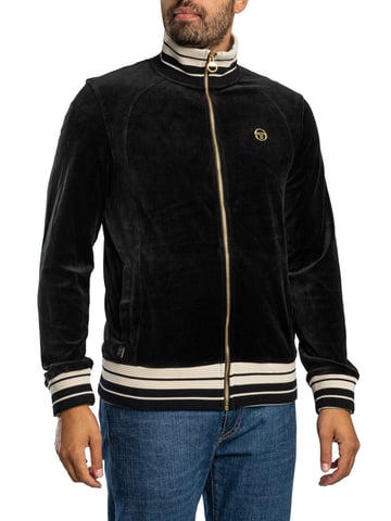 Sergio Tacchini Lazzari Velours-Trainingsjacke, Schwarz