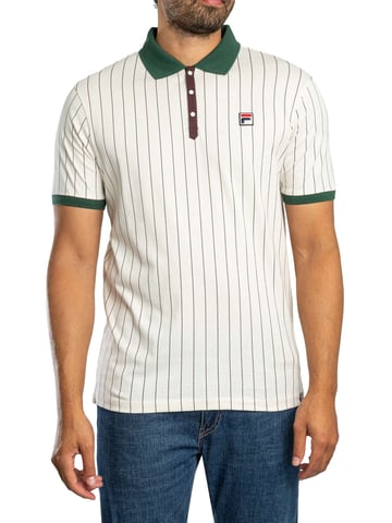 Fila Klassisches Gestreiftes Vintage-Poloshirt, Weiß