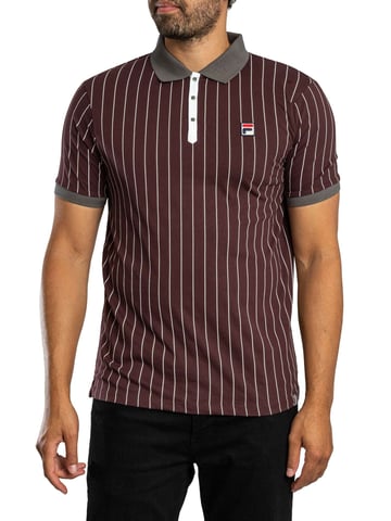 Fila Klassisches Gestreiftes Vintage-Poloshirt, Lila