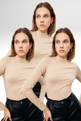 Bipantolon 3er-Pack Damen-Rollkragen-Bodys Slim Fit
