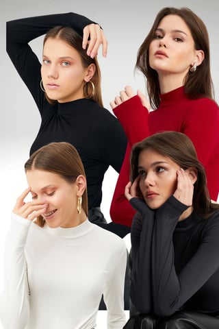 Bipantolon 4er-Pack Damen-Bodys mit Cut-out und halbem Rollkragen