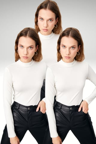Bipantolon 3er-Pack Damen-Bodys mit Rollkragen und Slim Fit