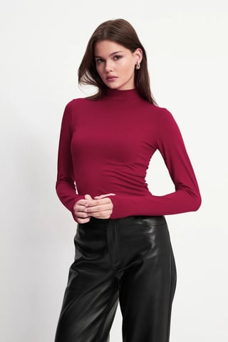 Bipantolon Damen-Slim-Fit-Body mit halbem Rollkragen