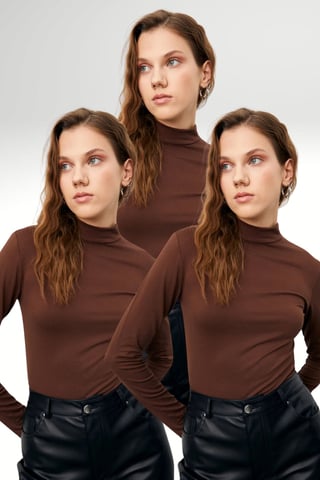 Bipantolon 3er-Pack Damen-Rollkragen-Bodys Slim Fit