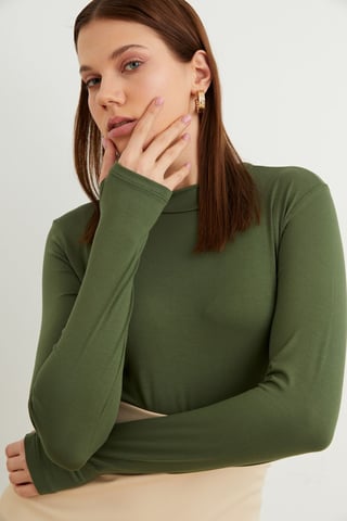 Bipantolon Damen-Slim-Fit-Body mit halbem Rollkragen