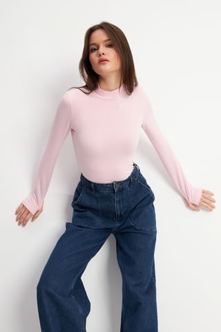 Bipantolon Damen-Bodysuit mit Slim Fit und halbem Rollkragen