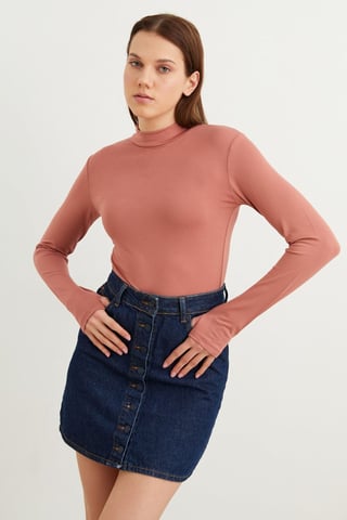 Bipantolon Damen Slim-Fit-Body mit halbem Rollkragen