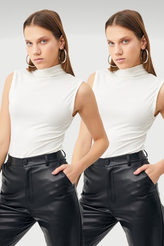 Bipantolon Damen 2er-Pack ärmellose Bodys mit halbem Rollkragen