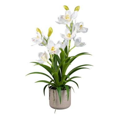 Kopu ® künstliche Orchidee 58 cm – im grauen Melamintopf Cymbidium