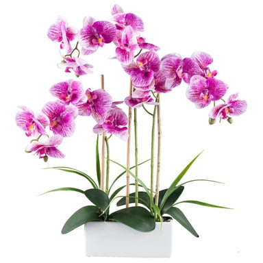 Kopu ® künstliche Orchidee 58 cm – 3 Stängel weißer Pflanzkasten Phalaenopsis