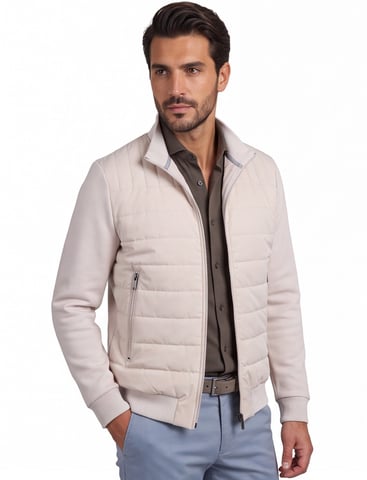 Beige Gentiluomo Weste mit Reißverschluss und Stehkragen